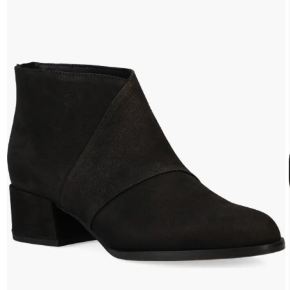 Eileen Fisher Womens Fayo Ankle Boots Booties Block Heel Black Leather Zip 7 NEW